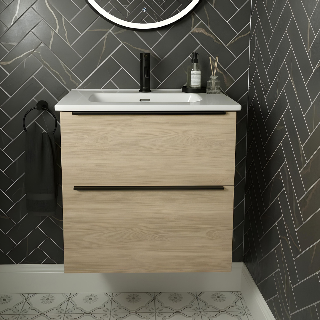 Adare Compact Oak Wall Hung Vanity Unit | Bathroom Furniture | Atti Bathrooms Ireland & Northern Ireland