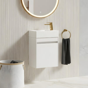 Benni white wall hung cloakroom Unit | Bathroom Furniture | Atti Bathrooms | Ireland