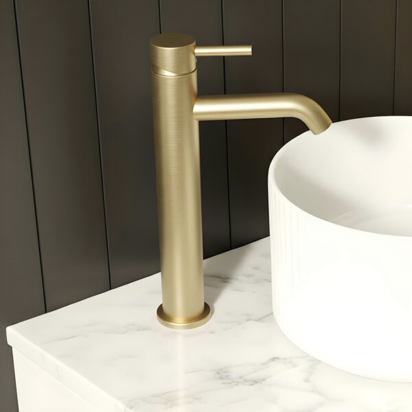 Hydro brushed brass Tall Basin tap | Atti Bathrooms | Ireland