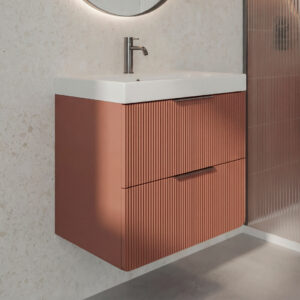 Moderno Imola Red Ridged Wall Hung Vanity Unit | UK and Ireland | Atti Bathrooms