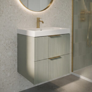 Moderno Dollar Green Ridged Wall Hung Vanity Unit | UK and Ireland | Atti Bathrooms