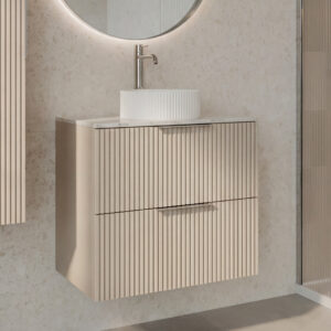 Moderno Taupe Ridged Wall Hung Vanity Unit | UK and Ireland | Atti Bathrooms