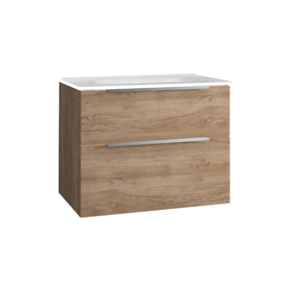 Atti Bathrooms Adara 800mm Wall Hung Vanity Unit In Natural Oak – White Basin