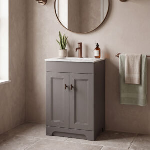 Hyde 550mm Bella Grey Floorstanding Unit With Basin & Quartz Worktop