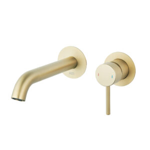 Hydro brushed brass wall mounted Basin tap | Atti Bathrooms | Ireland