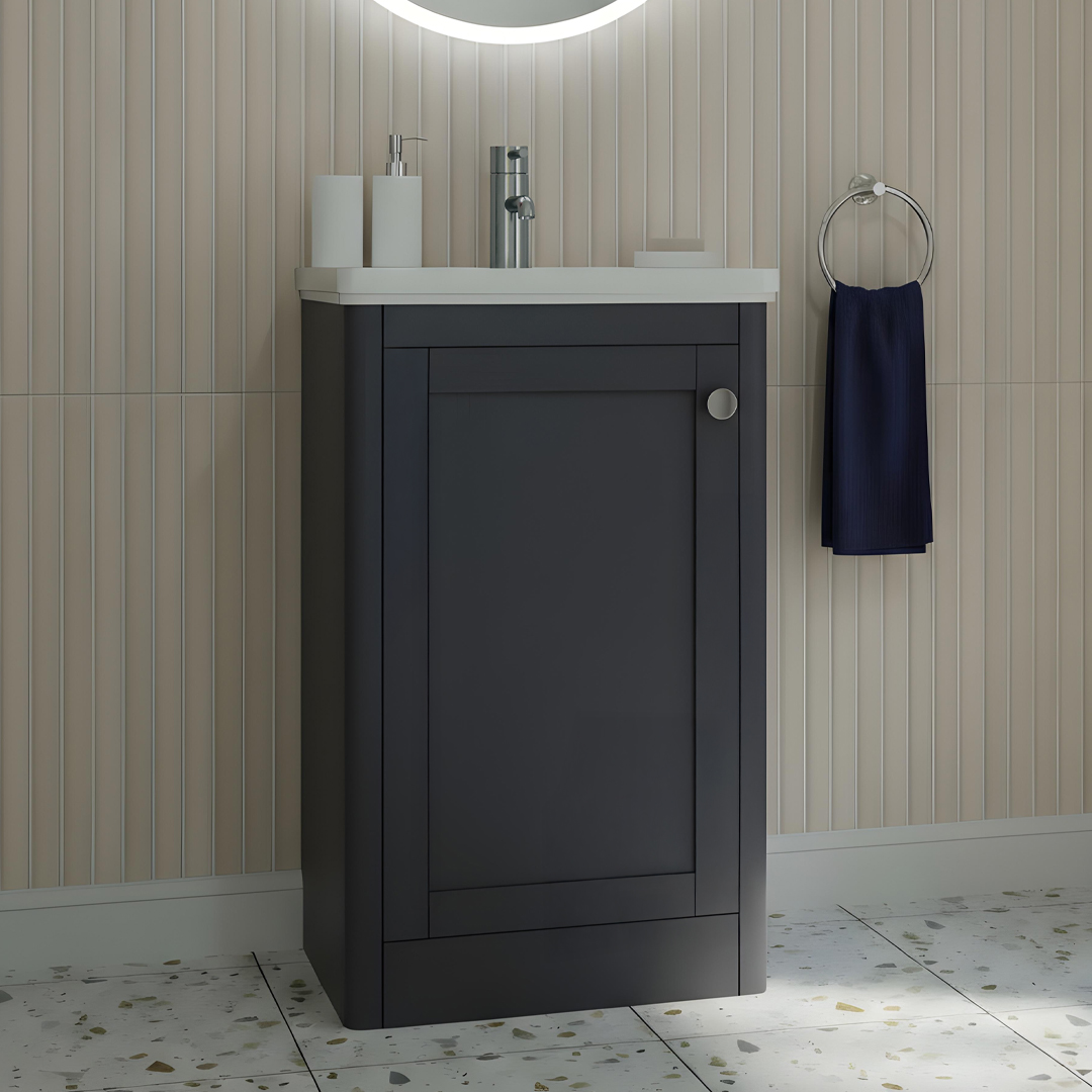Bilbury Cloakroom floorstanding vanity unit anchor grey | Atti Bathrooms | Ireland