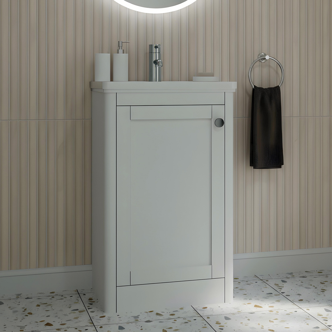 Bilbury Cloakroom floorstanding vanity unit chalk white | Atti Bathrooms | Ireland