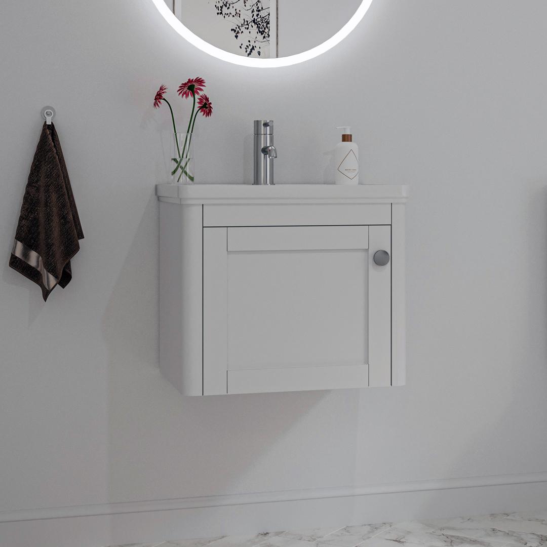 Bilbury wall hung floorstanding vanity unit Chalk White | Atti Bathrooms | Ireland
