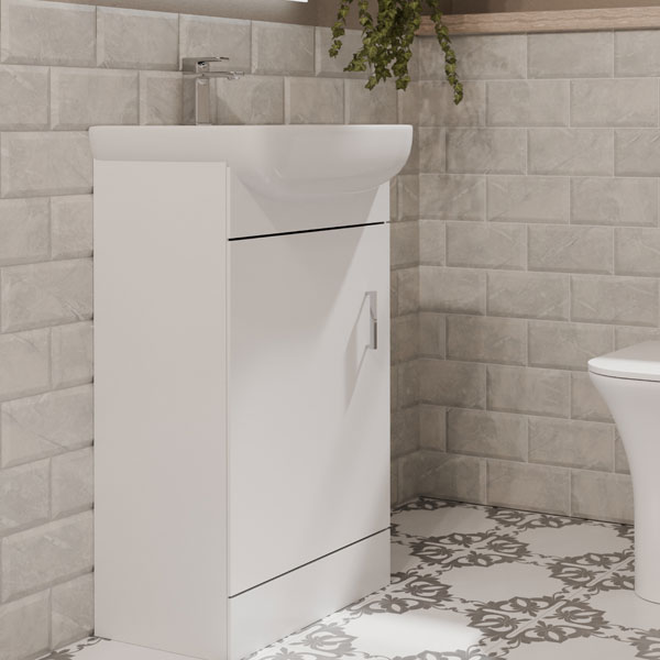 Monaco 450mm White Floorstanding Unit With Basin
