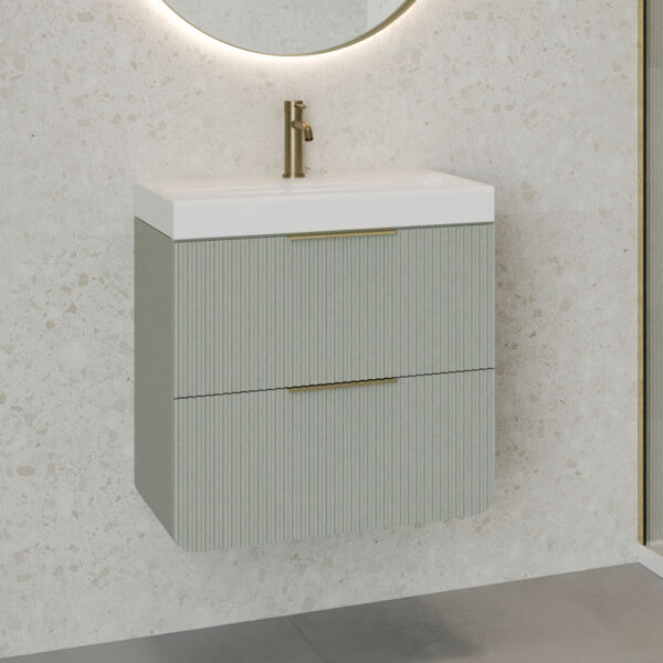 Moderno Green Fluted Wall Hung Vanity Unit | Atti Bathrooms | Ireland & The UK