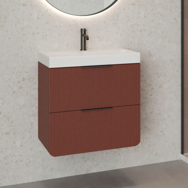 Moderno Red Fluted Wall Hung Vanity Unit | Atti Bathrooms | Ireland & The UK