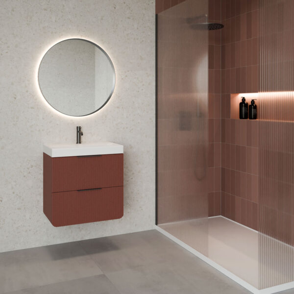 Moderno Red Fluted Wall Hung Vanity Unit | Atti Bathrooms | Ireland & The UK