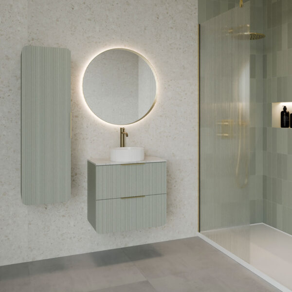 Moderno Green Fluted Wall Hung Vanity Unit | Atti Bathrooms | Ireland & The UK