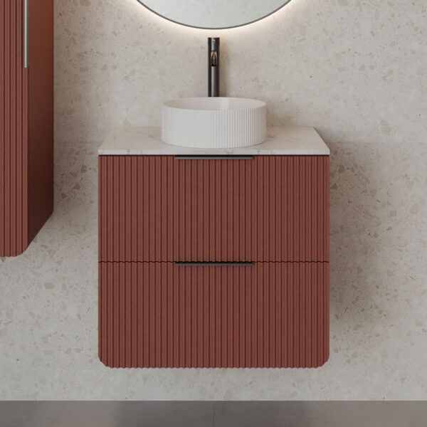 Moderno Red Fluted Wall Hung Vanity Unit | Atti Bathrooms | Ireland & The UK