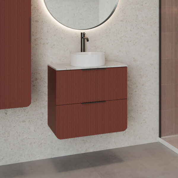 Moderno Red Fluted Wall Hung Vanity Unit | Atti Bathrooms | Ireland & The UK