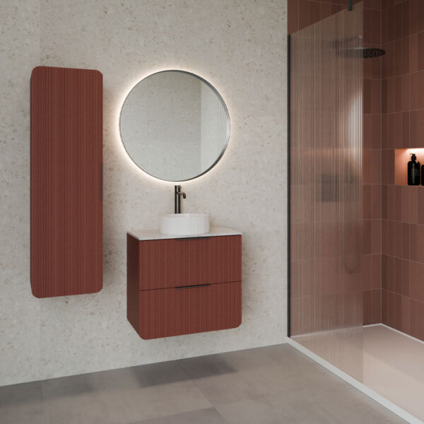 Moderno Red Fluted Wall Hung Vanity Unit | Atti Bathrooms | Ireland & The UK