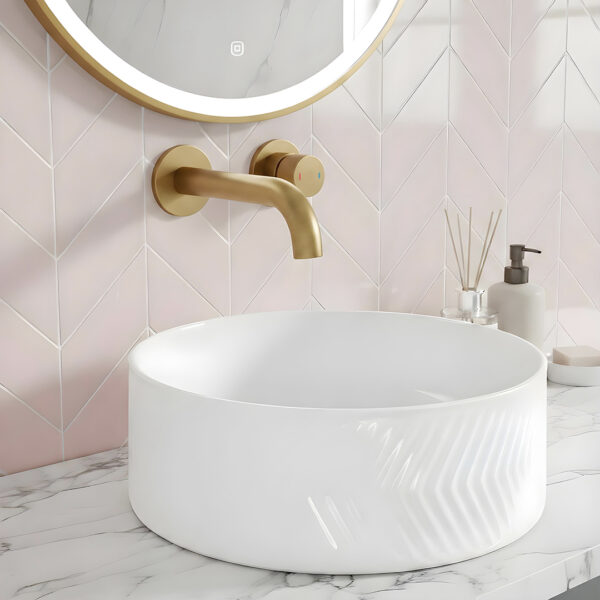 Hydro brushed brass wall mounted Basin tap | Atti Bathrooms | Ireland
