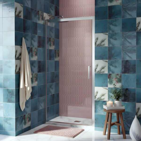 Atti bathrooms Pivot shower door | chrome frame | Ireland