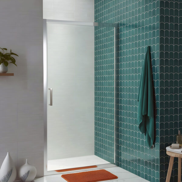 Atti bathrooms Pivot shower door | chrome frame | Ireland
