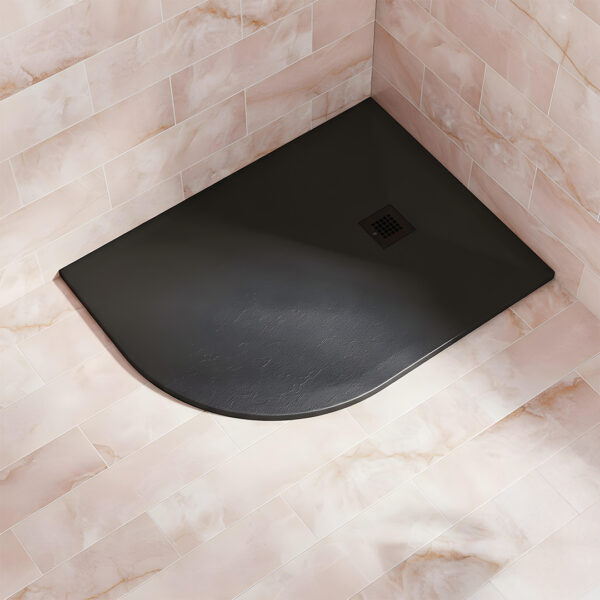 Offset Quadrant Slate shower tray black | Atti Bathrooms | Ireland