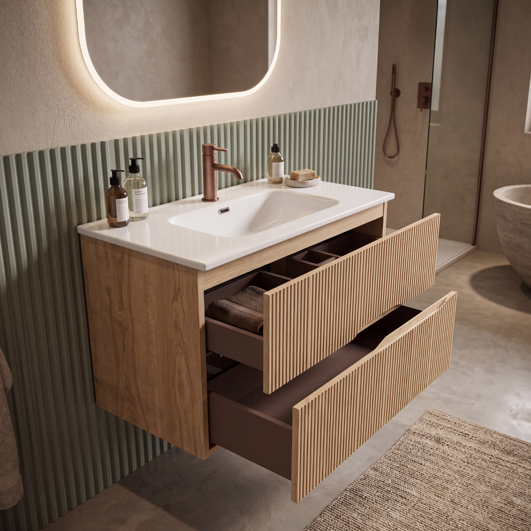 Bramble Natural Oak Vanity Unit | Bathroom Furniture | Atti Bathrooms Ireland & Northern Ireland